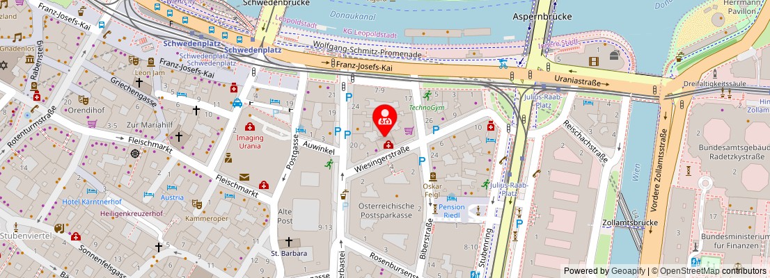 Street map section around the address