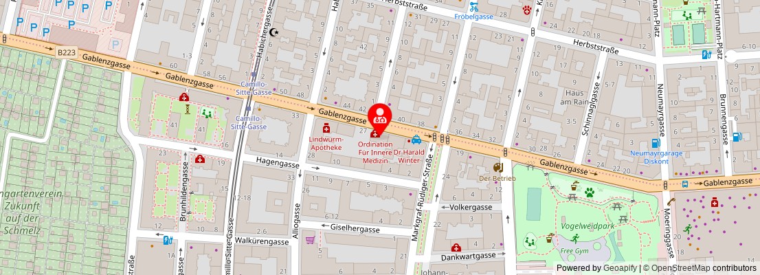 Street map section around the address
