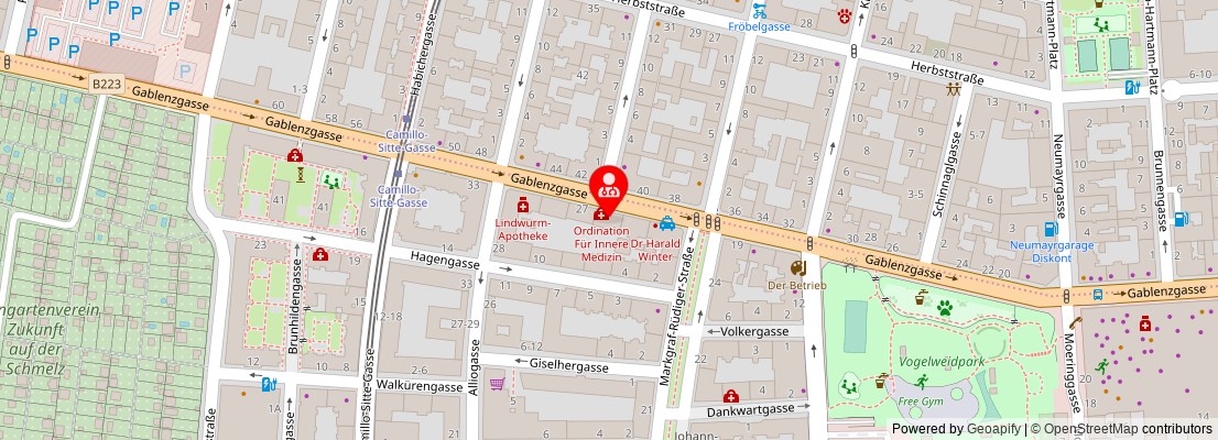 Street map section around the address