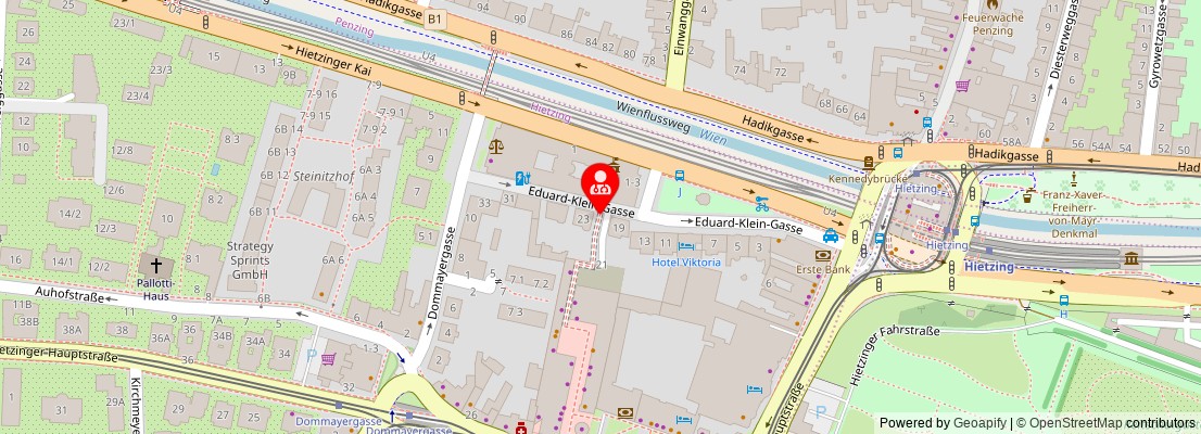 Street map section around the address