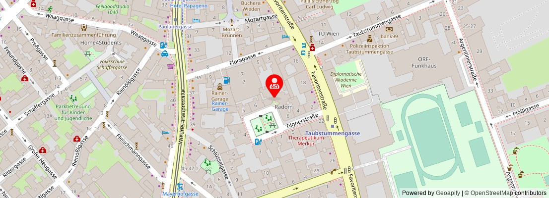 Street map section around the address