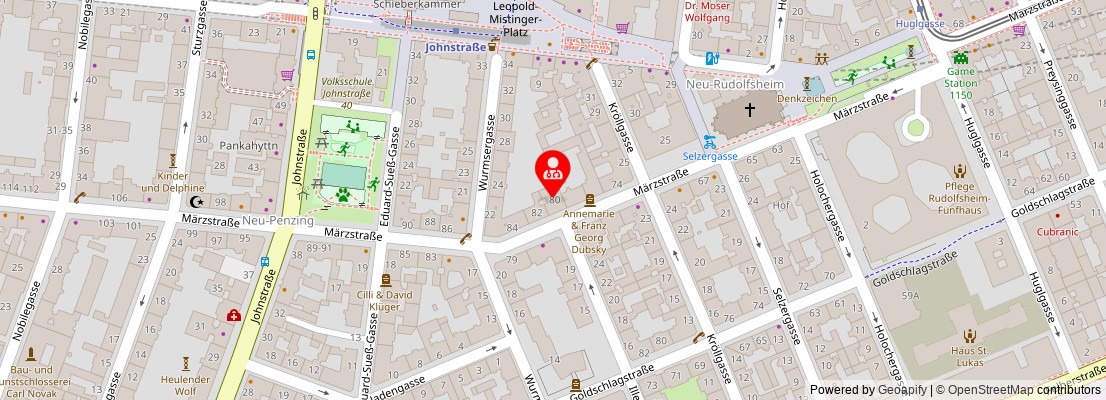 Street map section around the address