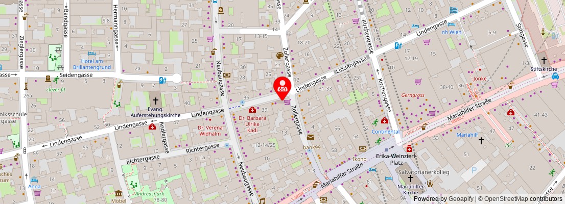 Street map section around the address