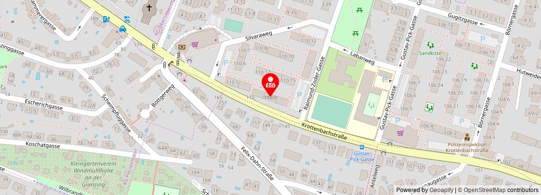 Street map section around the address
