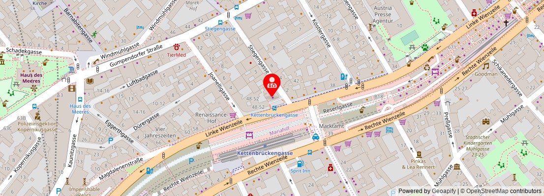 Street map section around the address