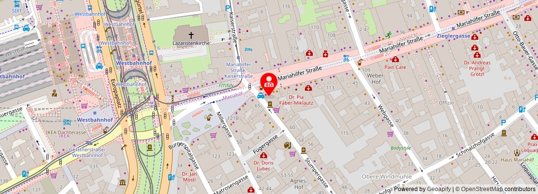 Street map section around the address