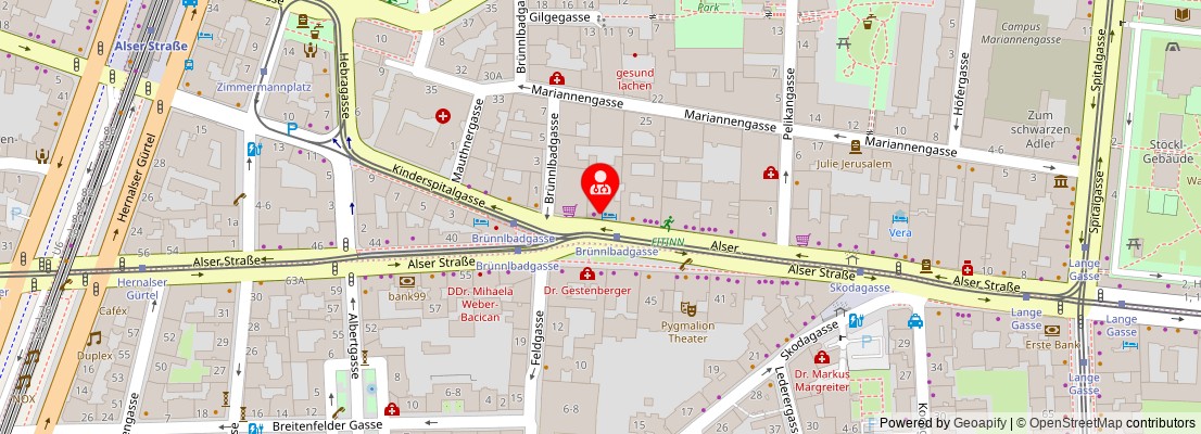 Street map section around the address