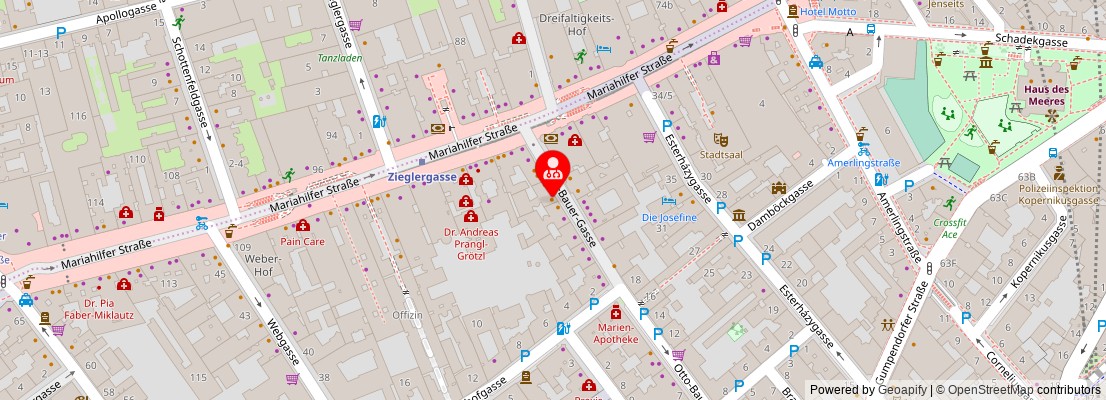 Street map section around the address