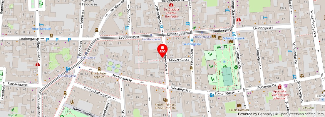 Street map section around the address