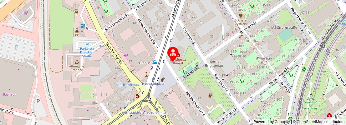 Street map section around the address