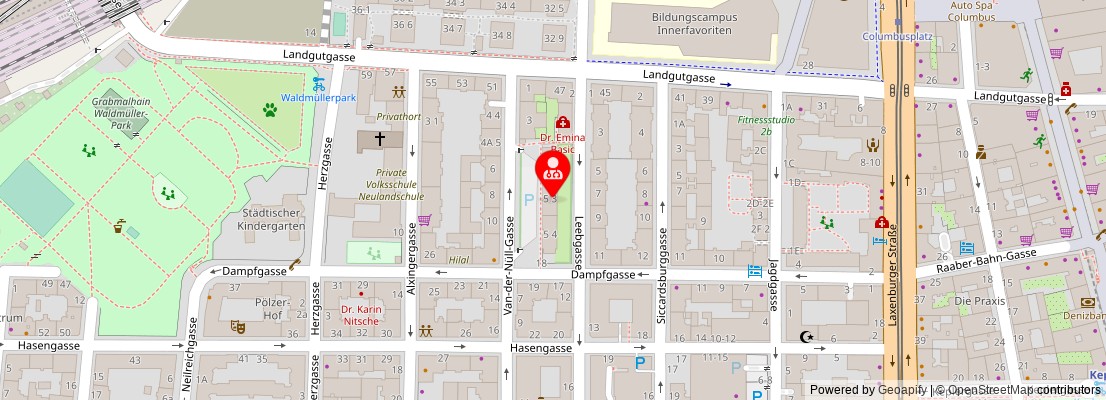 Street map section around the address
