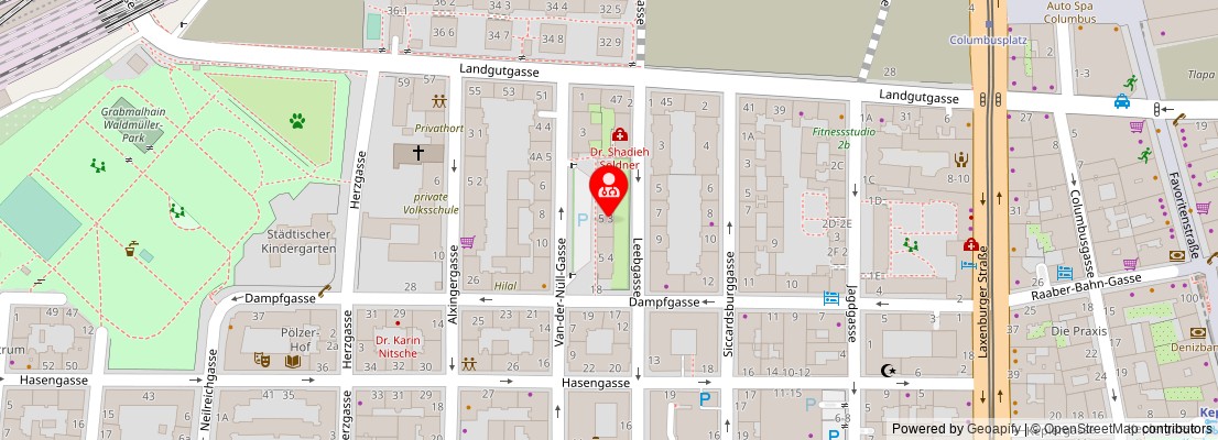 Street map section around the address