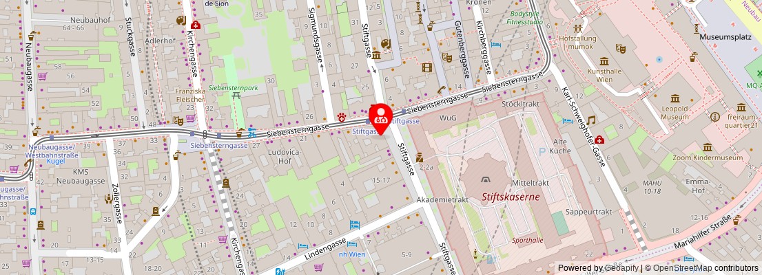 Street map section around the address