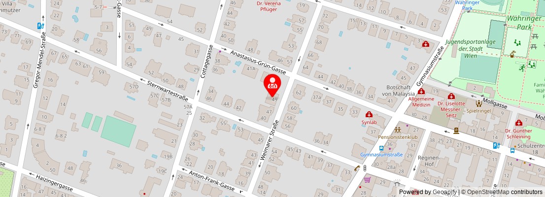 Street map section around the address