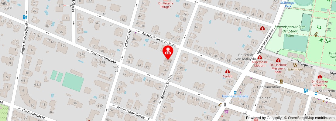 Street map section around the address