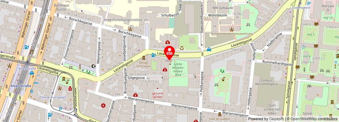 Street map section around the address
