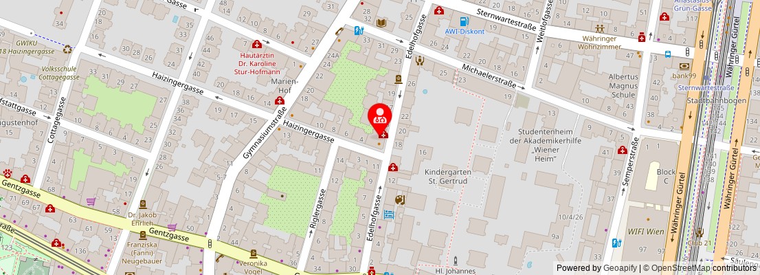 Street map section around the address