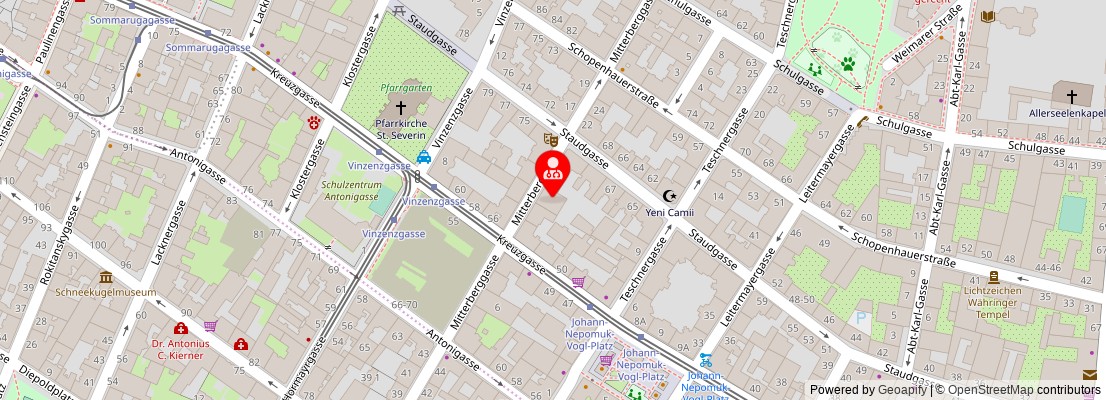 Street map section around the address