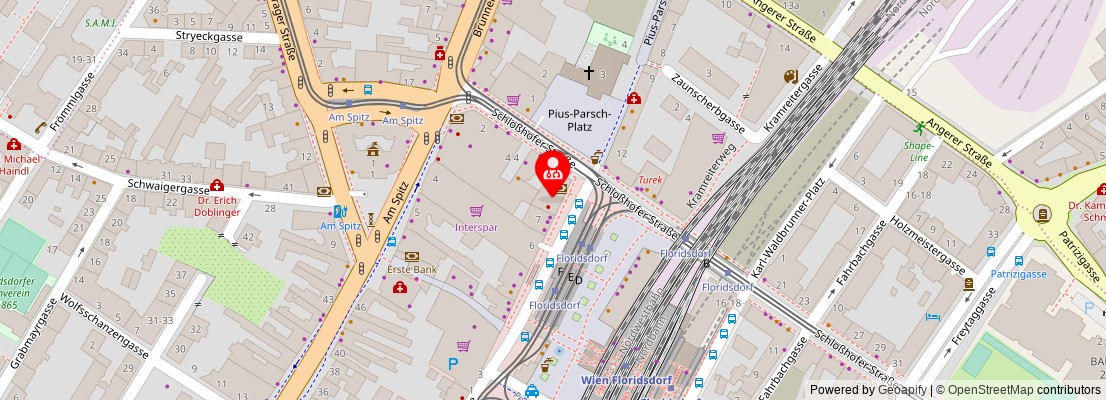 Street map section around the address