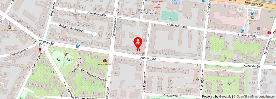 Street map section around the address