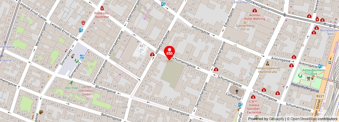 Street map section around the address