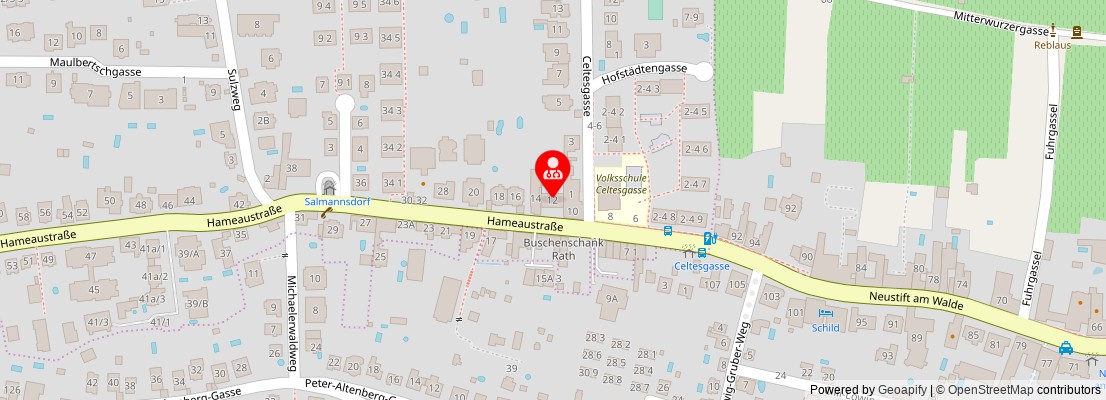 Street map section around the address