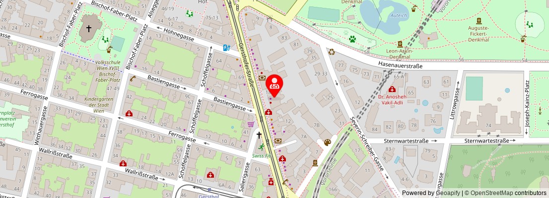 Street map section around the address