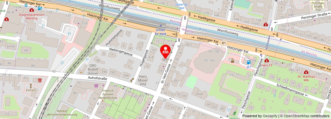 Street map section around the address