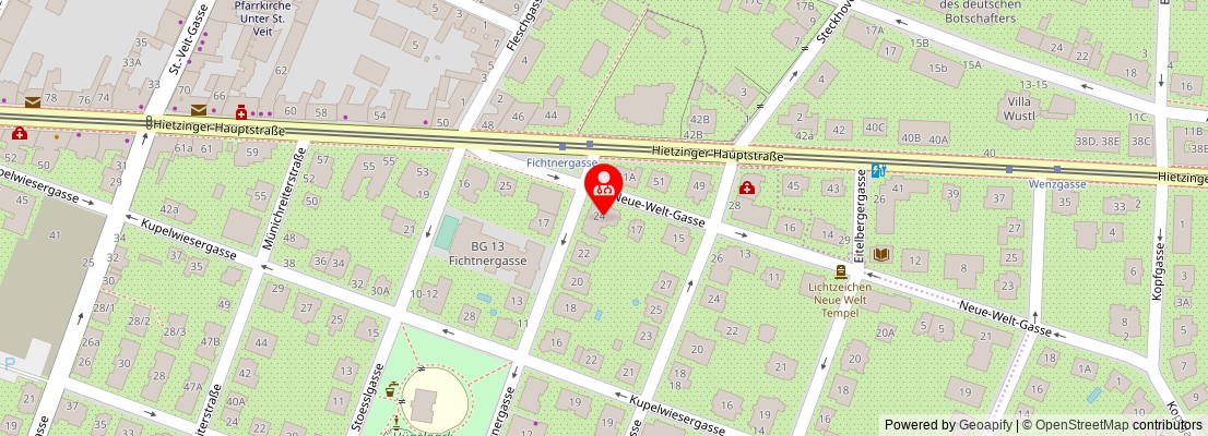 Street map section around the address