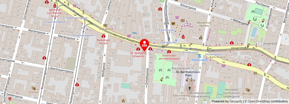 Street map section around the address