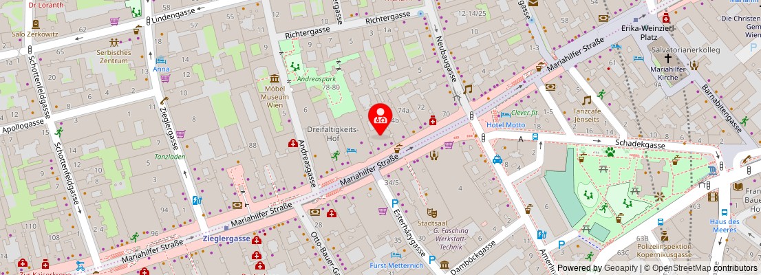 Street map section around the address