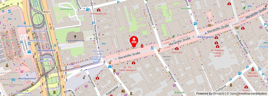 Street map section around the address