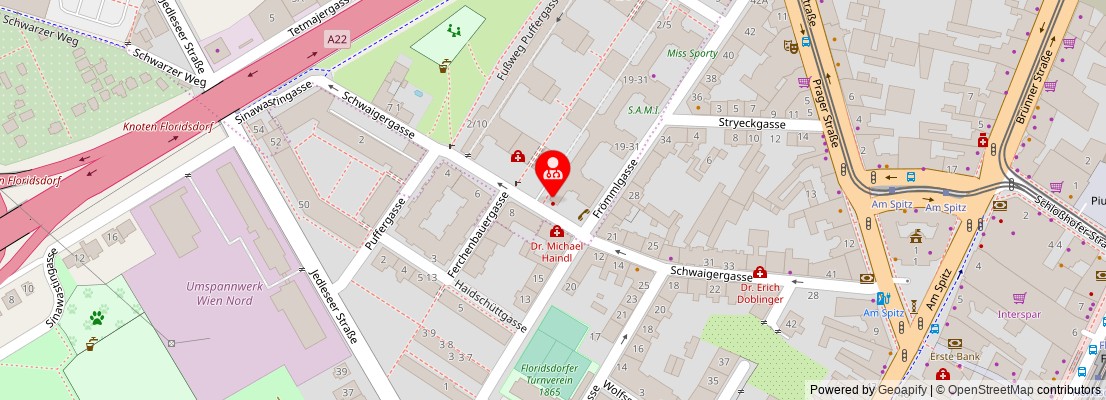 Street map section around the address