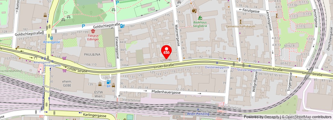 Street map section around the address