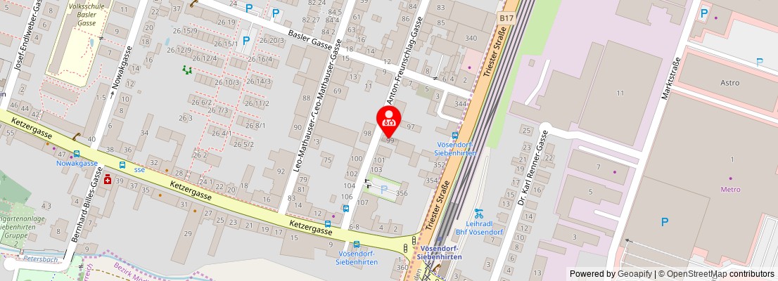 Street map section around the address