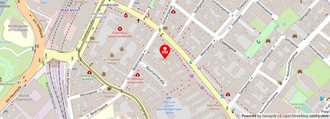 Street map section around the address