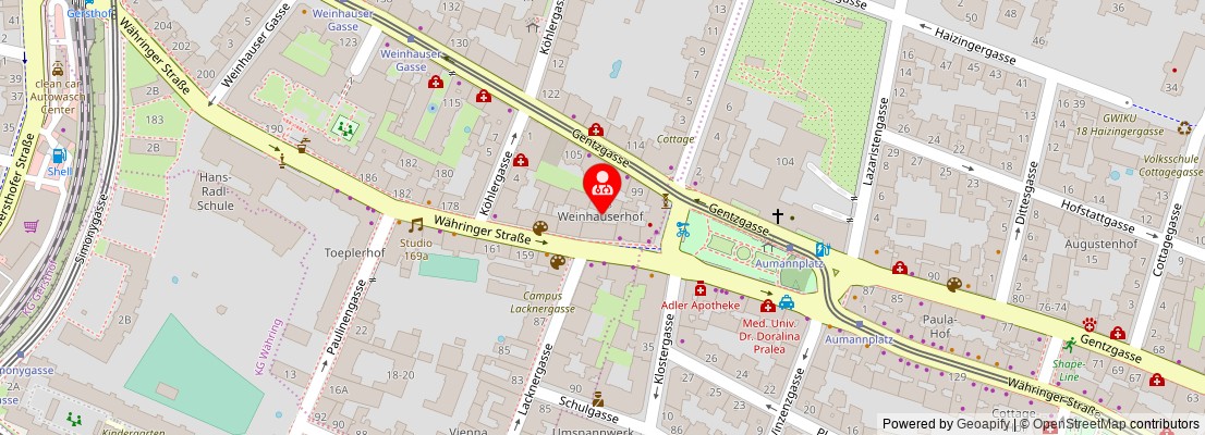 Street map section around the address