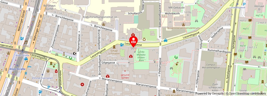 Street map section around the address
