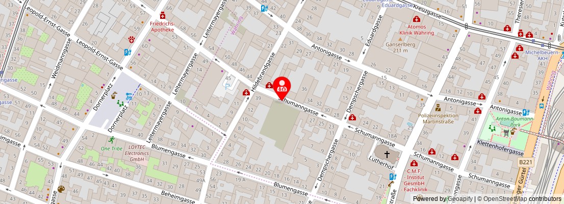 Street map section around the address