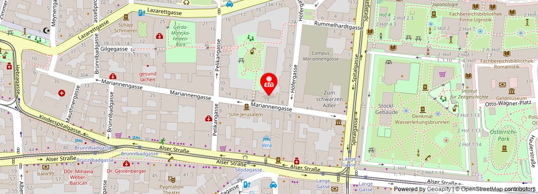 Street map section around the address
