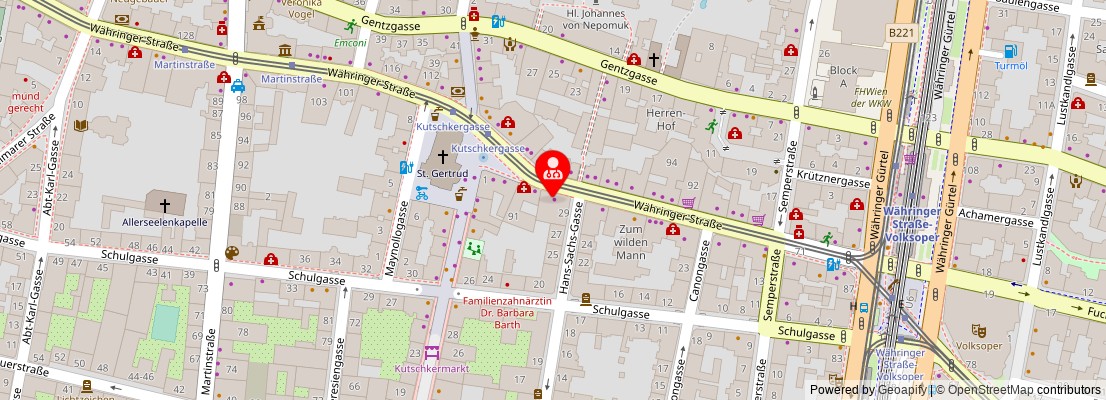 Street map section around the address