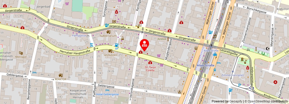 Street map section around the address