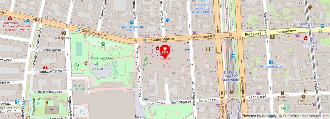 Street map section around the address