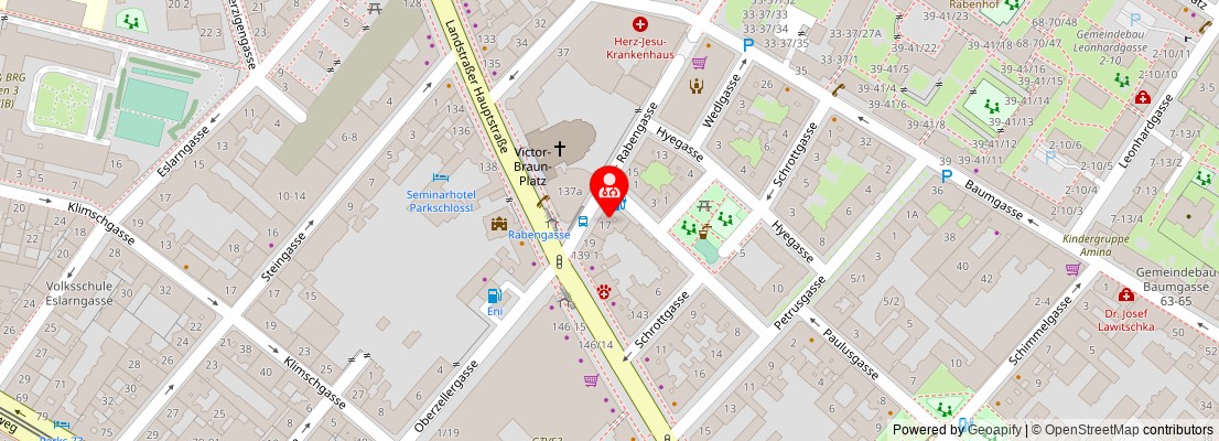 Street map section around the address