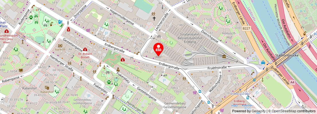 Street map section around the address