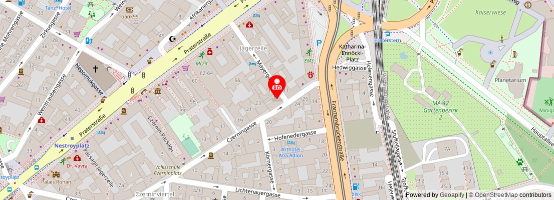 Street map section around the address