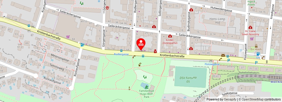 Street map section around the address