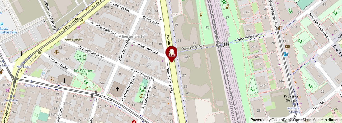 Street map section around the address