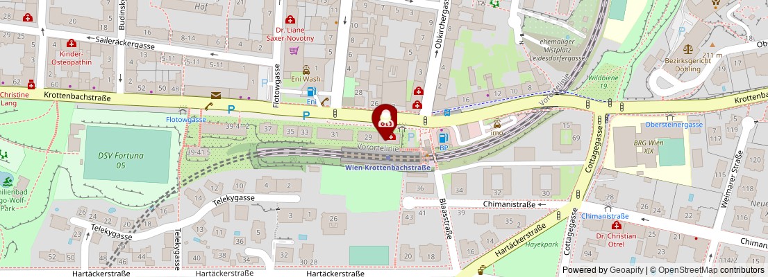 Street map section around the address