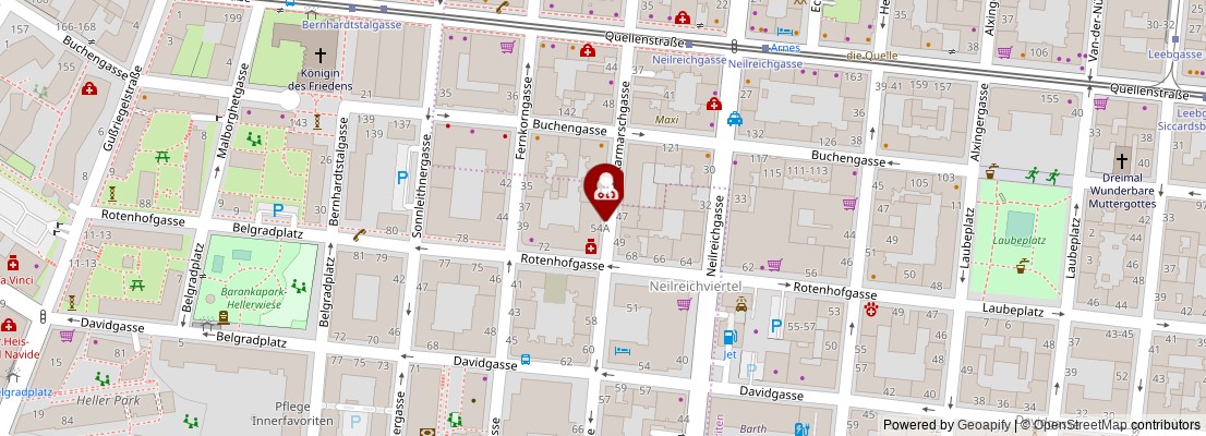 Street map section around the address